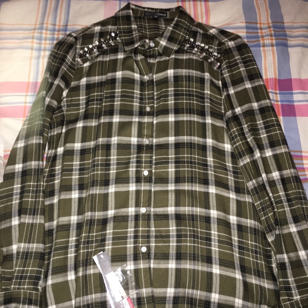Woman’s Aqua plaid shirt XS
